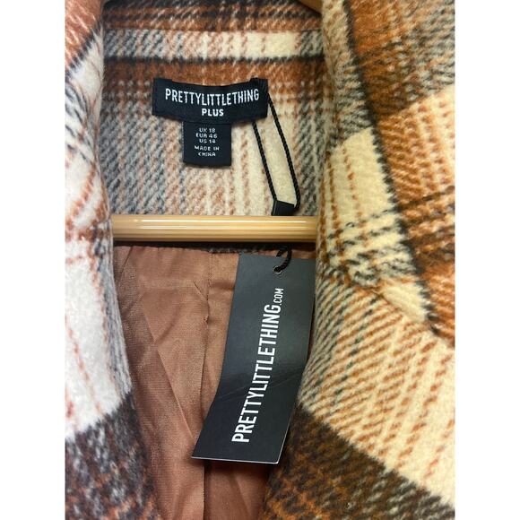 Pretty Little Thing Plus Size Wool Oversized Duster Coat Size 14 - Picture 3 of 15